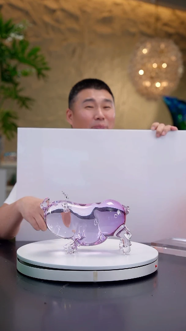 摆件小**下金紫色小猪摆件