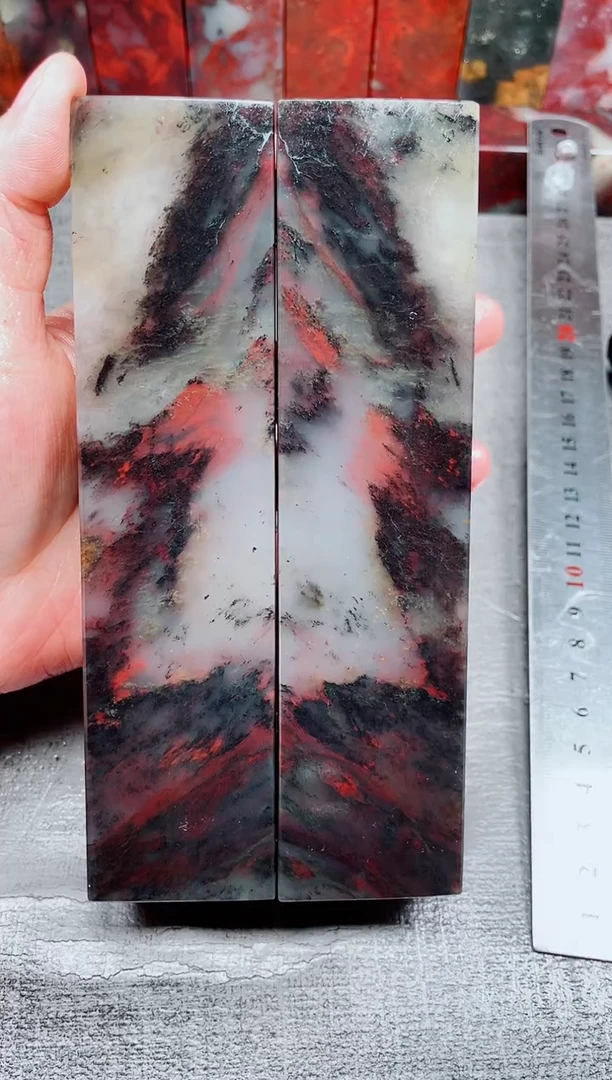 玉桂林鸡血玉素章水墨对章28