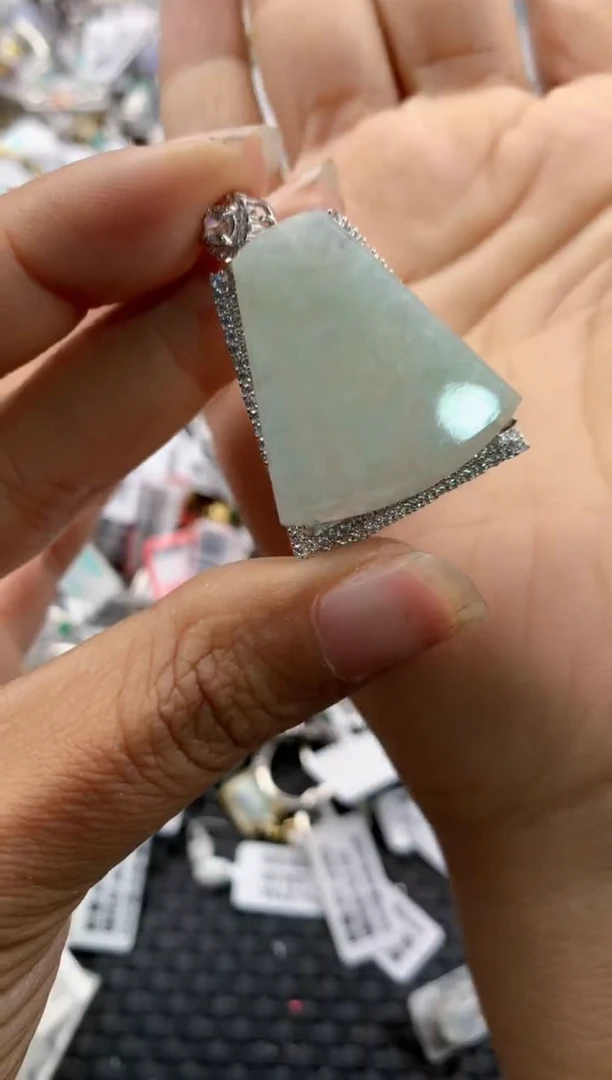 银S925镶嵌戒指翡翠151515-----8