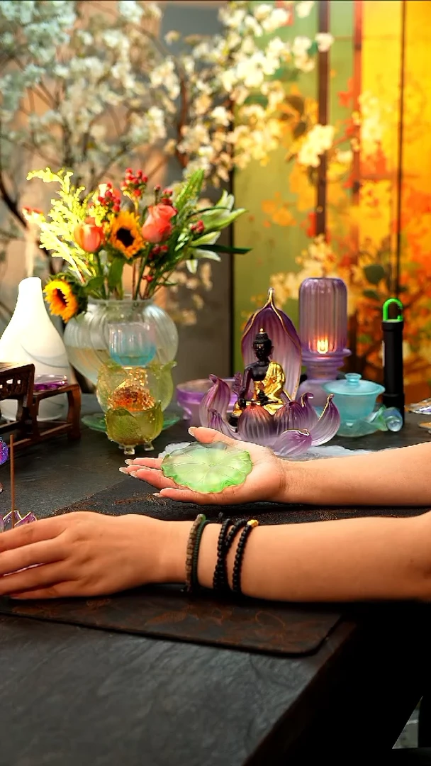 莲叶琉璃杯垫绿色1111