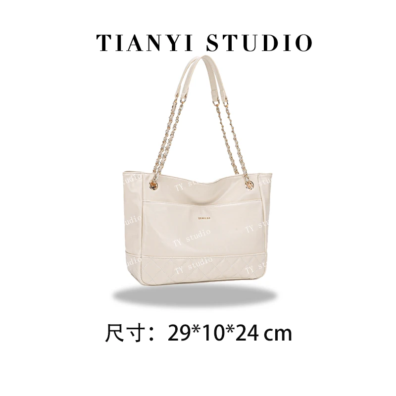 【TY】QYX-9856-米白色 轻奢高级单肩斜跨韩版链条女包包