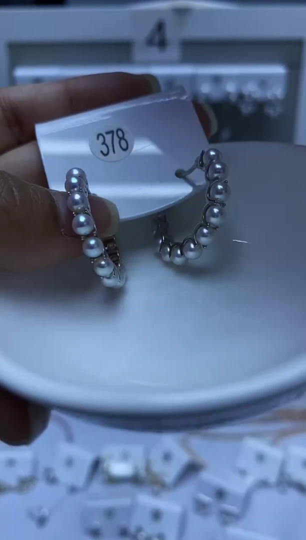 银S925镶嵌耳饰淡水珍珠378
