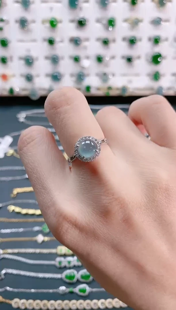 【闪购商品】翡翠戒指银S925镶嵌天然翡翠