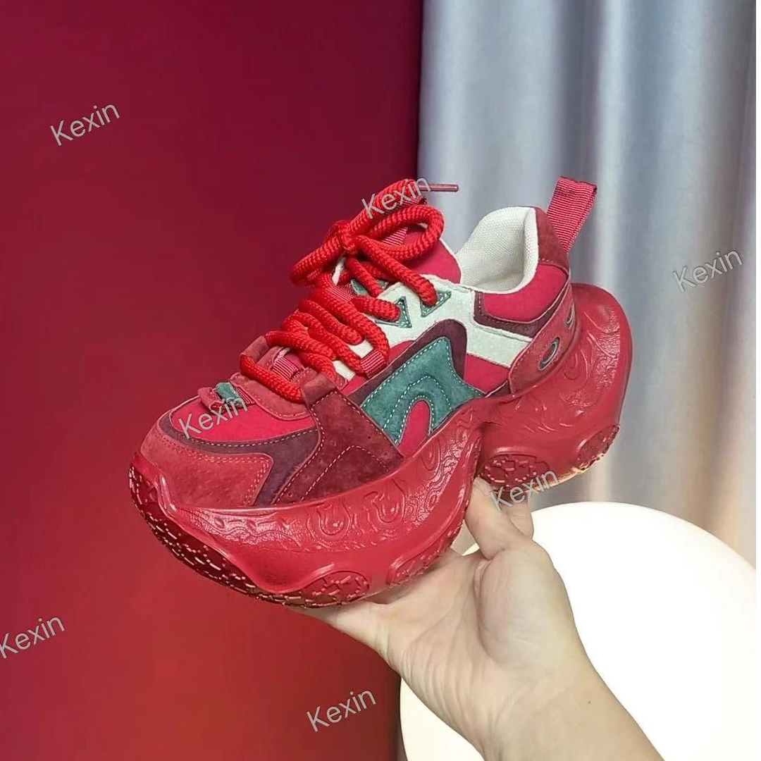 可鑫新款~【珐琅彩】~~手工擦色 复古轻奢 厚底超轻 休闲老爹鞋