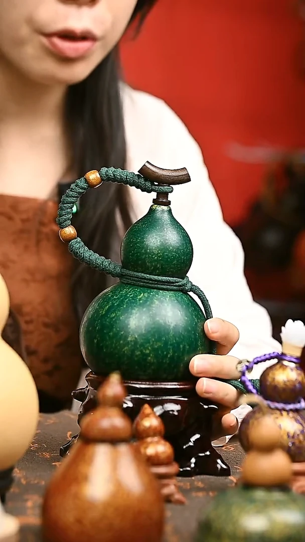 117 400ml大漆葫芦 水壶酒壶 送漏斗底座网兜背带