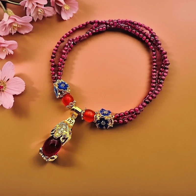 【梦梦专属】【证书+精美礼盒】合金镶嵌石榴石三圈手串貔貅款DH32433