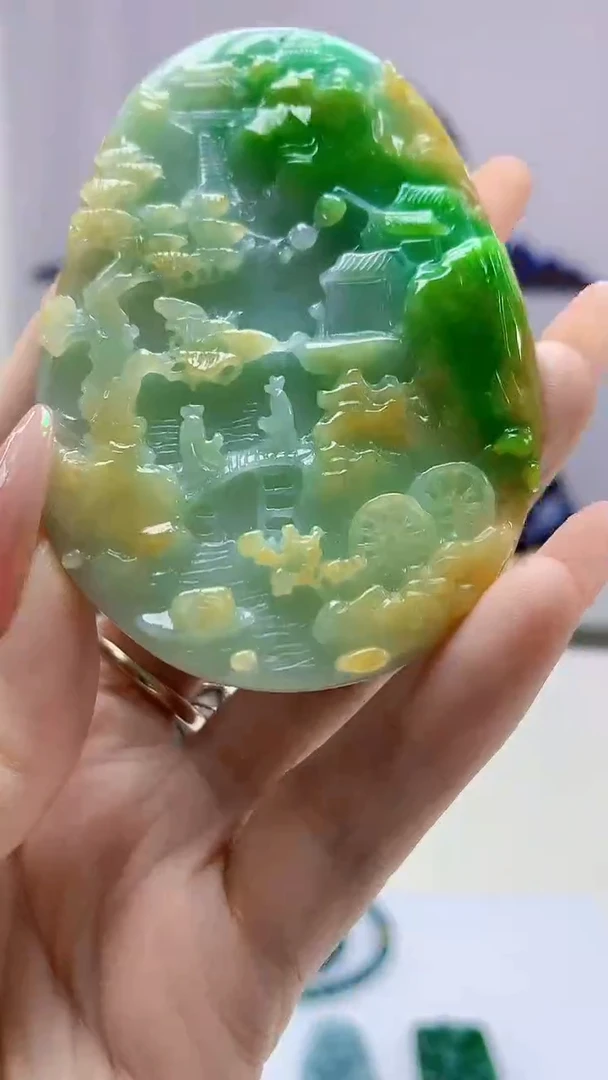 【闪购商品】定制翡翠未镶嵌4688DD-毛货山水赠珠链107