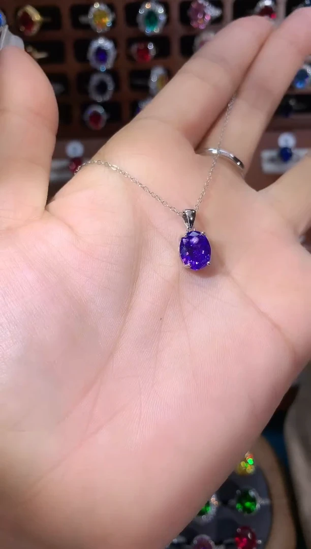 颈饰银S925镶嵌碧玺810白