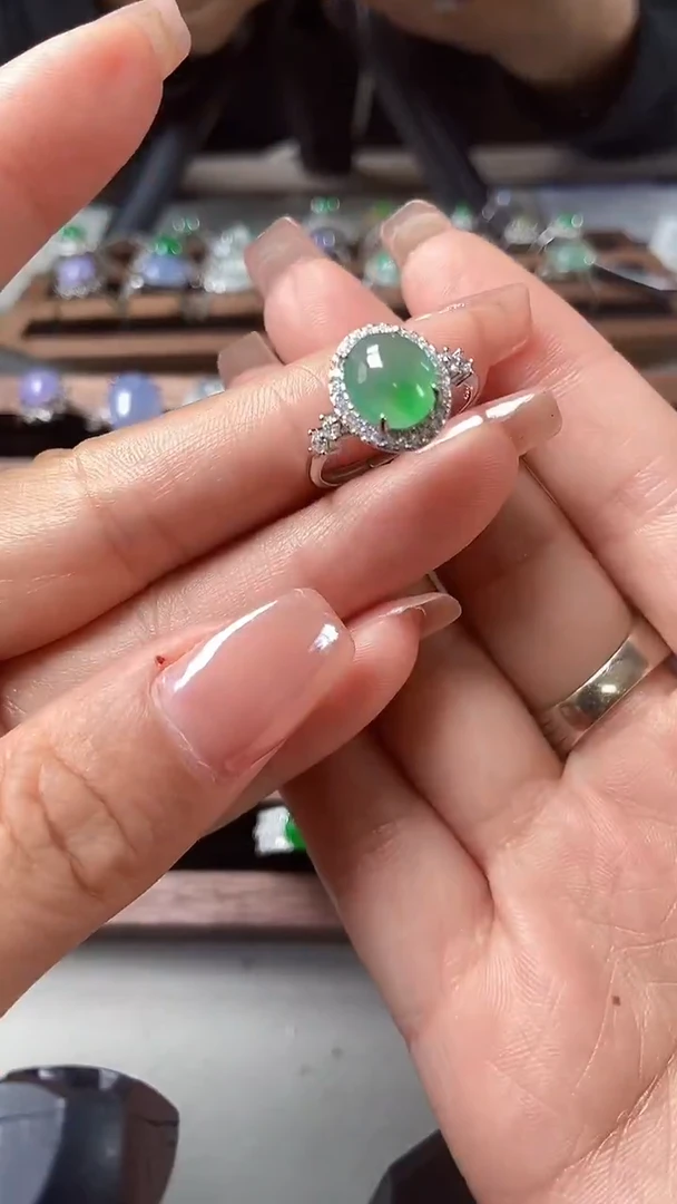 银S925镶嵌戒指翡翠4034