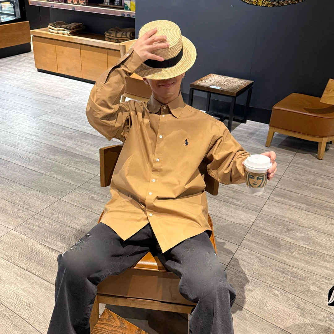 宽松【战马卡其色衬衫】男女同款D28103