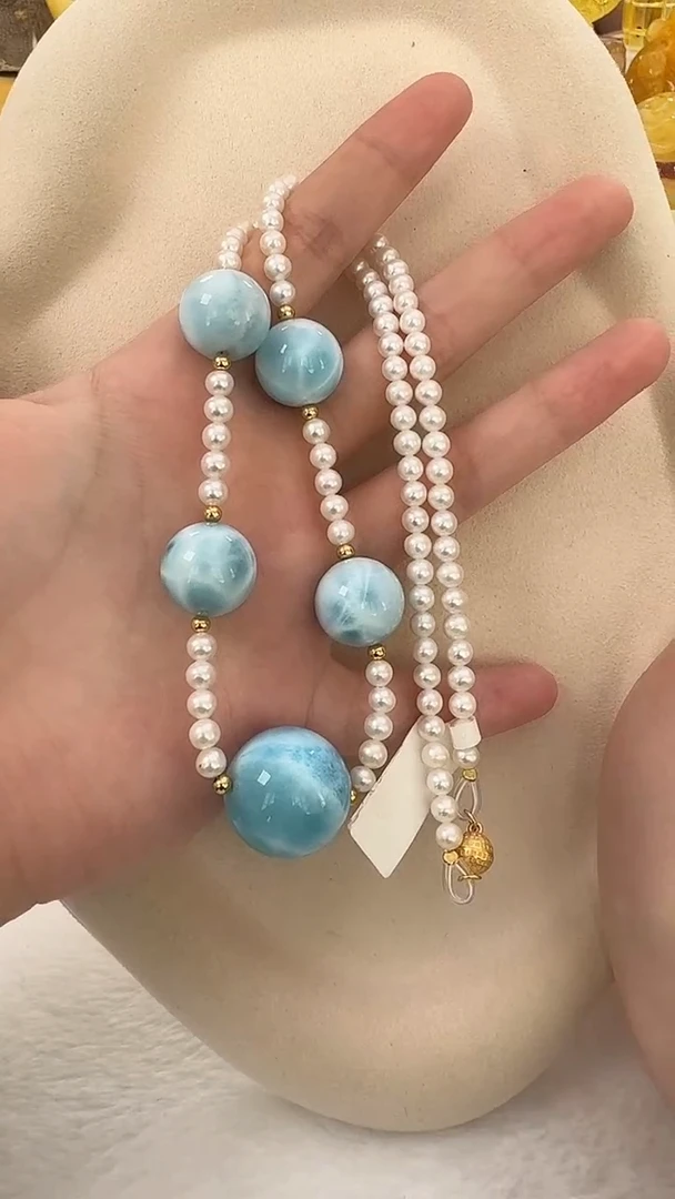 未镶嵌针钠钙石（海纹石）颈饰项链