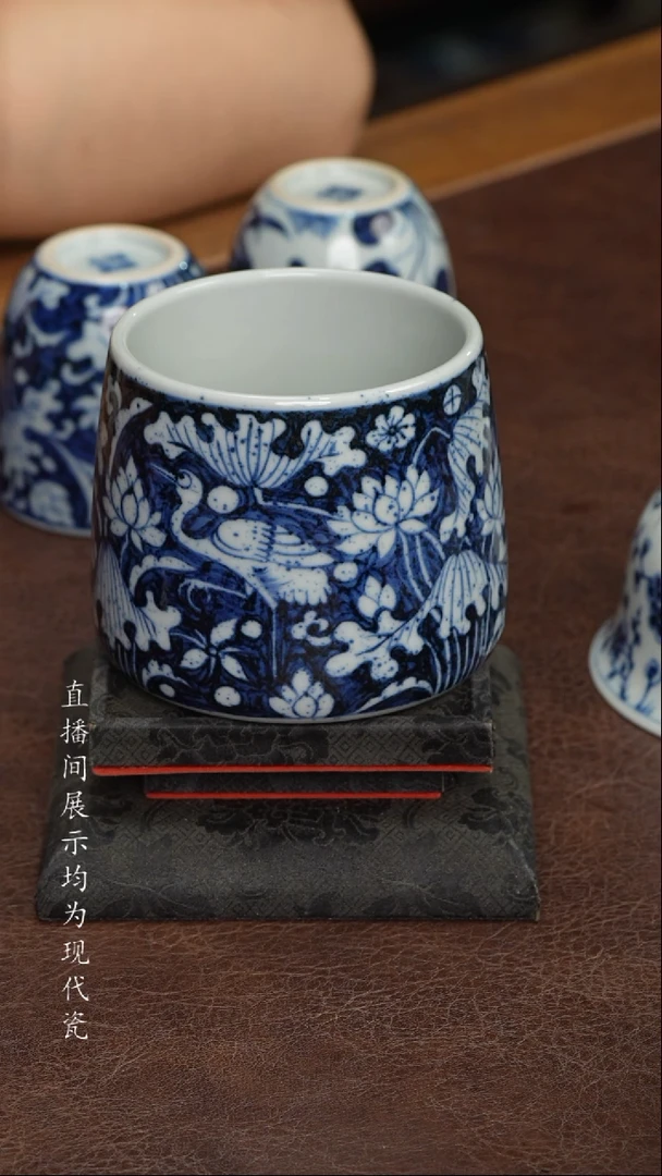 素月明河一鹭火山杯（洒蓝）