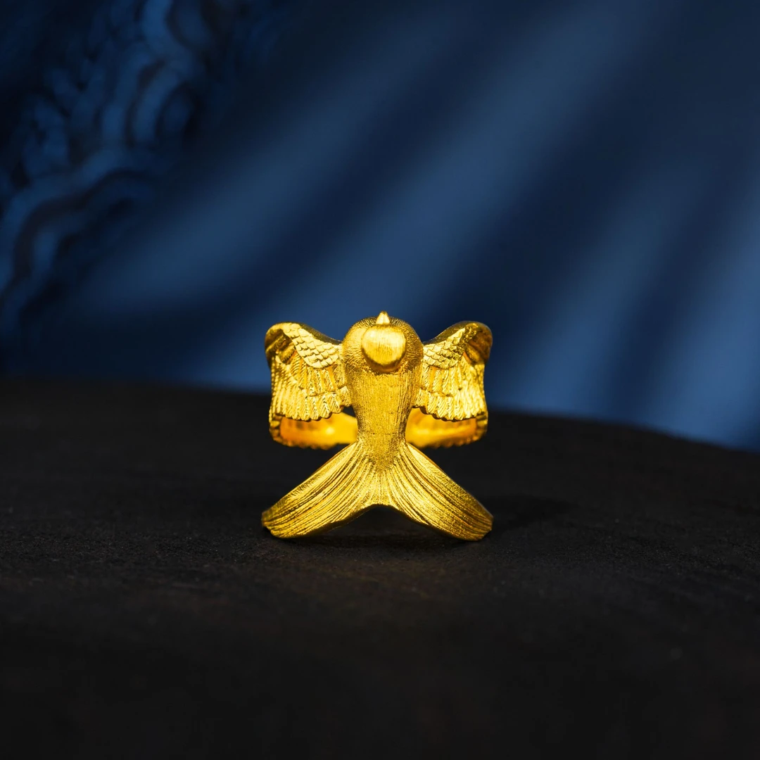 ZOCAI/佐卡伊【传世之美】古法黄金足金999归燕衔春戒指