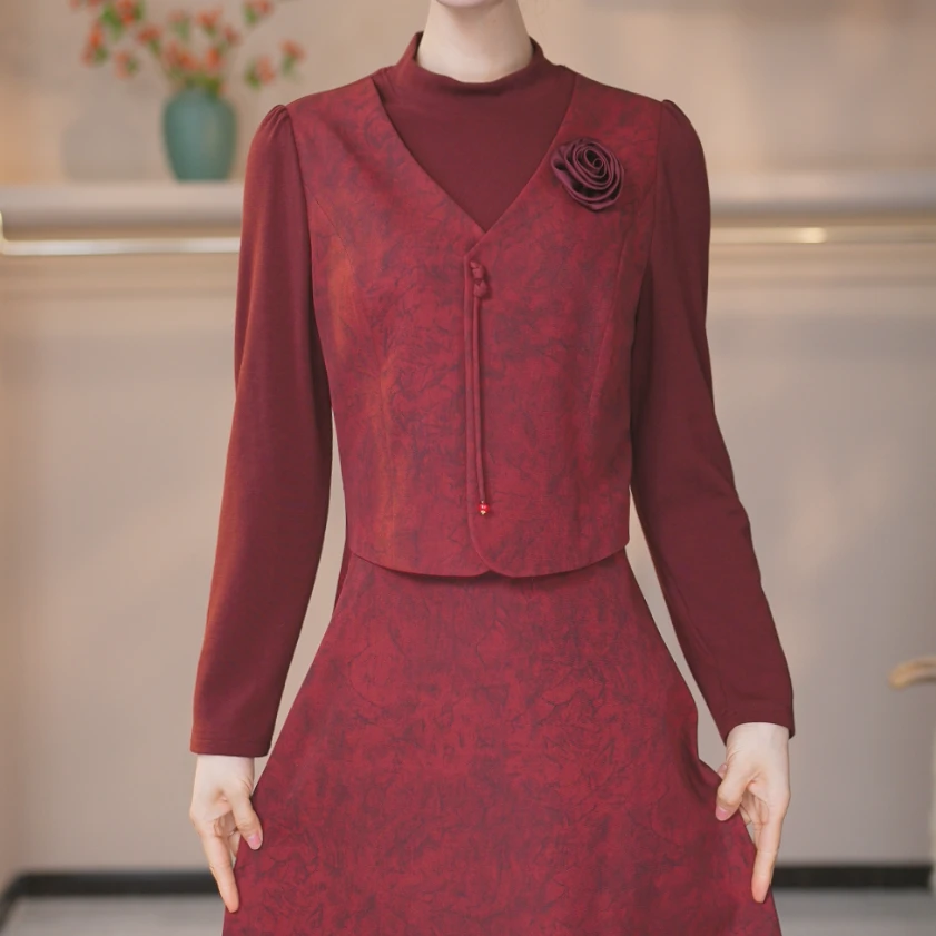 璐娅娜品牌专享新中式旗袍加厚秋冬新款高贵中长款显瘦连衣裙洋气