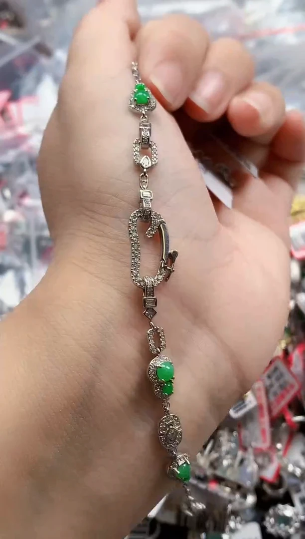 银S925镶嵌戒指翡翠天然A货缅甸翡翠