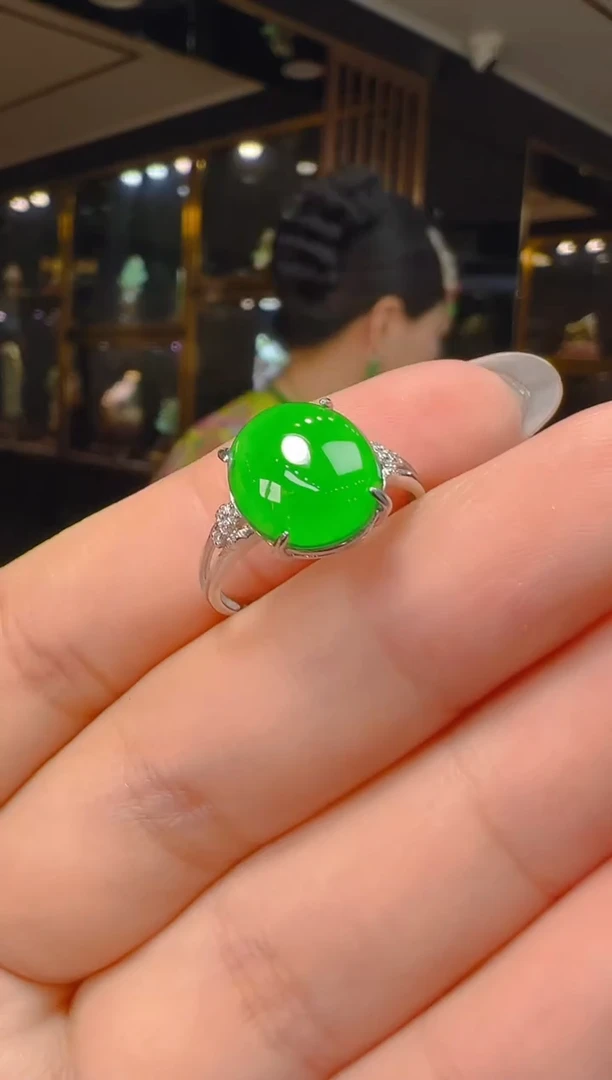 银S925镶嵌戒指翡翠020(多样性发货发其一)