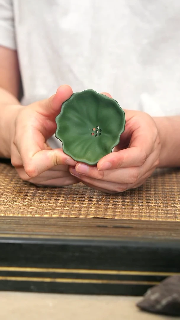 茶壶紫砂6《荷叶茶漏》民国绿