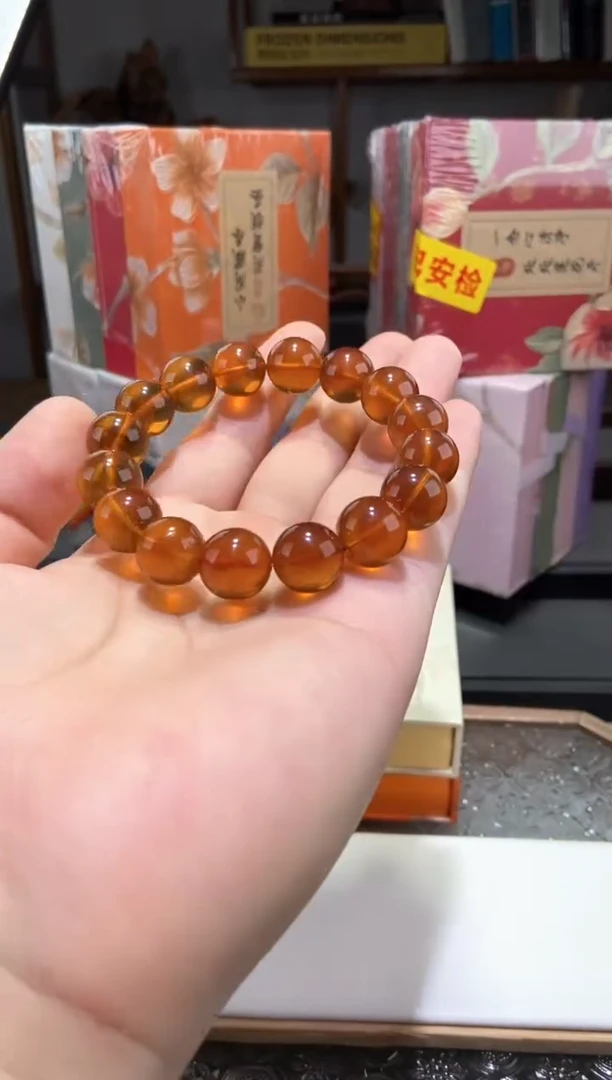 琥珀颈饰未镶嵌13+金棕红手串