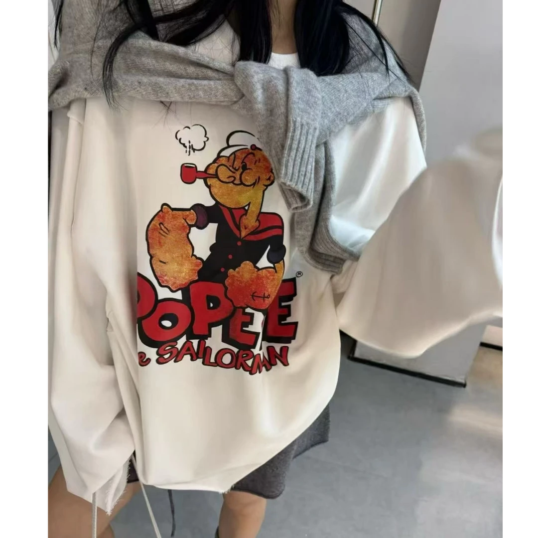 2025秋冬新款韩系大毛圈大版时尚卡通宽松休闲百搭长款卫衣1806