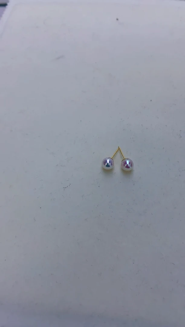 18K金镶嵌饰品海水珍珠5-6素钉定制