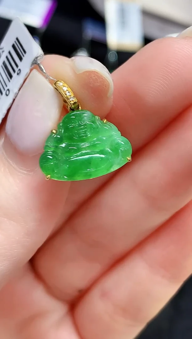 吊坠(不含链)18K金镶嵌翡翠L1509多样性发其一