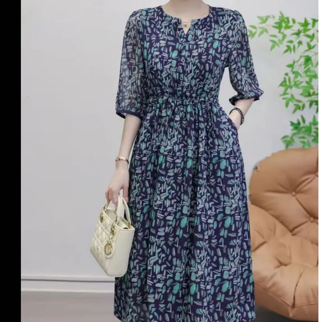 888【青鞠】高端订制连衣裙 休闲女士夏季复古宽松