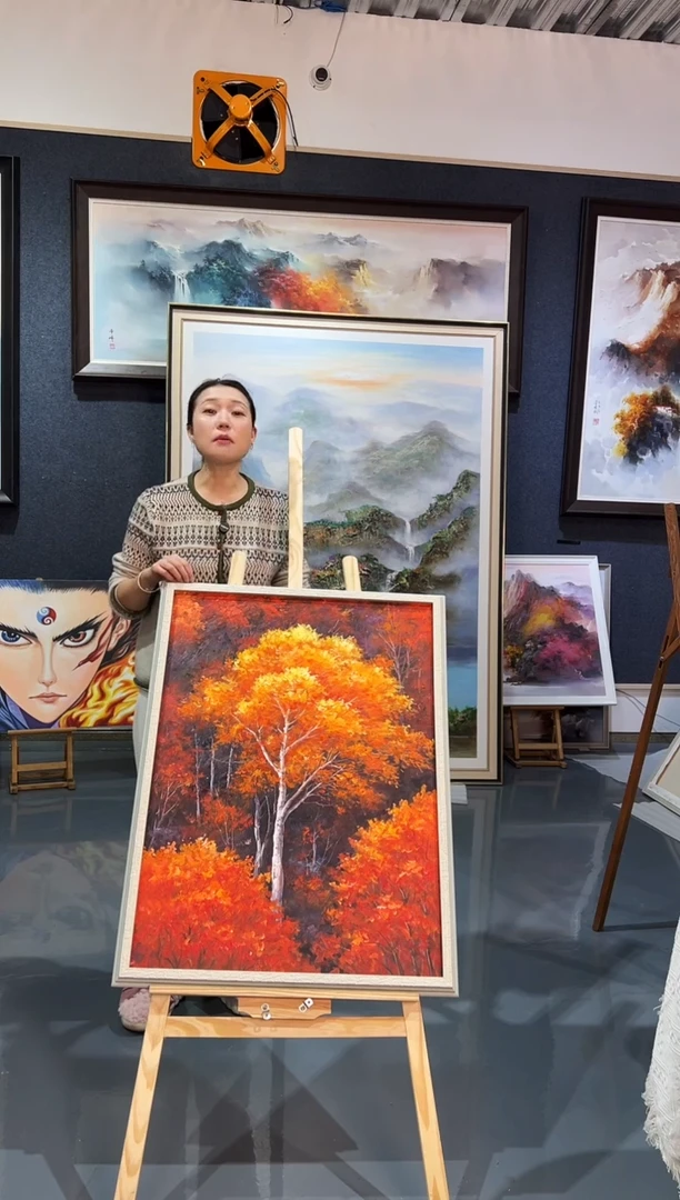 【闪购商品】油画71号 60*80 红枫树-手绘油画