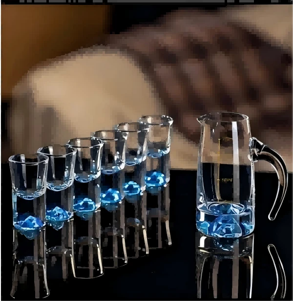 金箔白酒杯分酒器套装家用醒酒器量酒器玻璃小酒杯洋酒光影玻璃仓