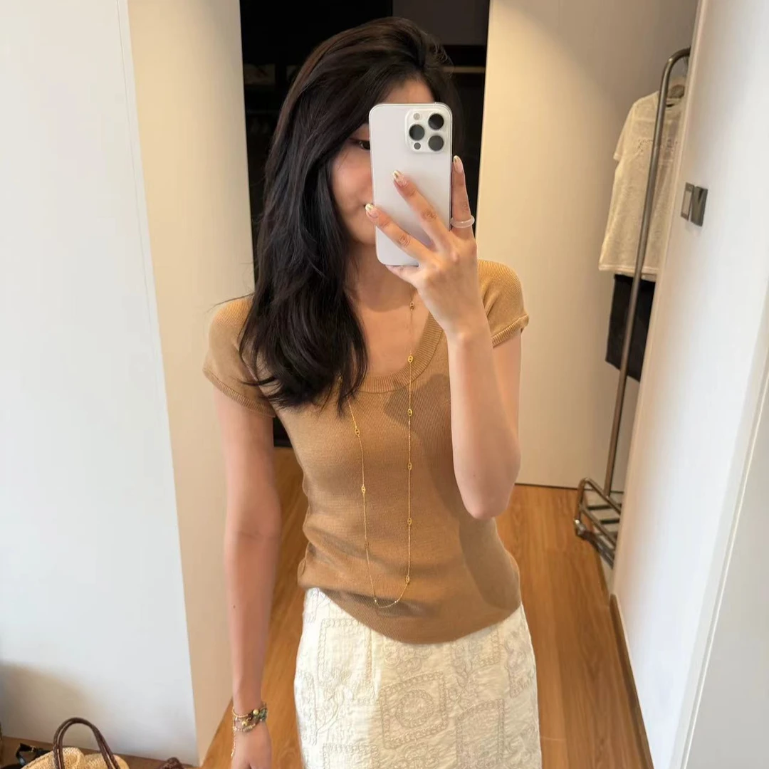 【维纳】修身显瘦特调色系短袖鹅蛋领T恤