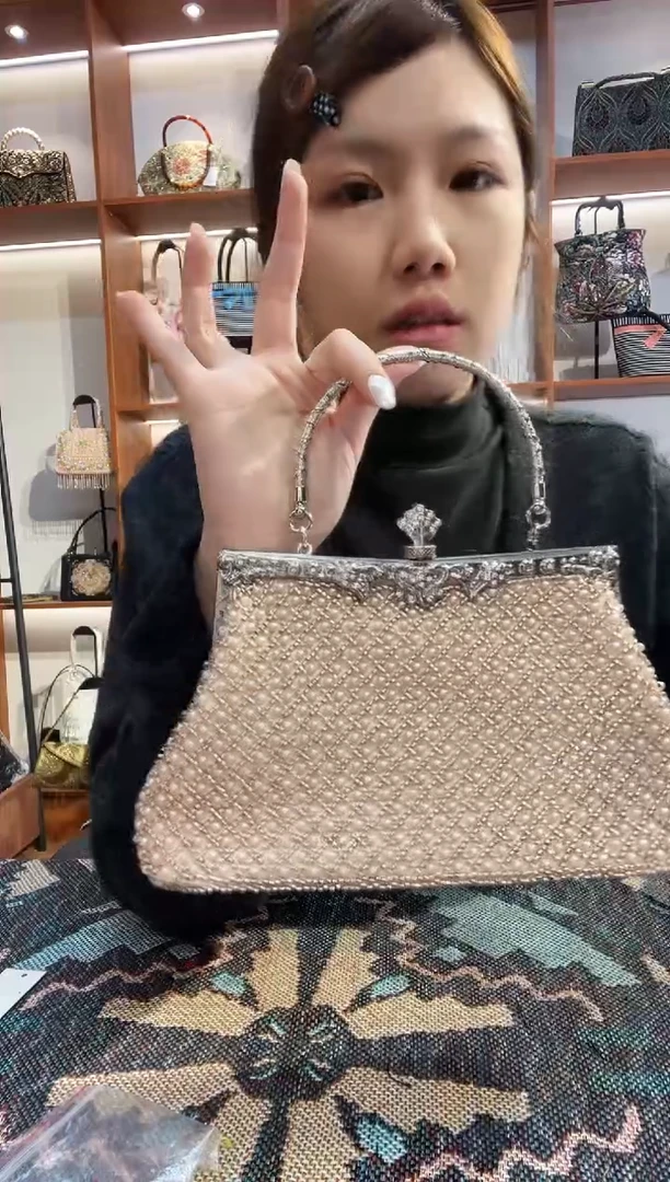 织物29号（多色可选）手工珠珠包包腋下斜跨包手拿包手提晚宴包