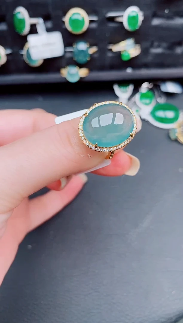 翡翠戒指银S925镶嵌天然a货翡翠291