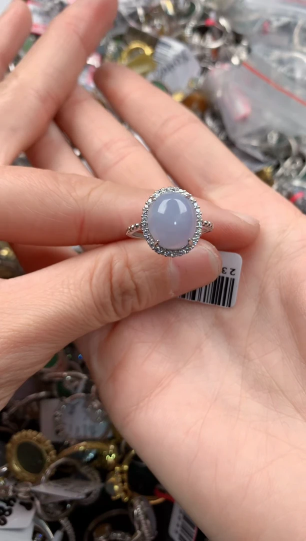 银S925镶嵌戒指翡翠444-----8