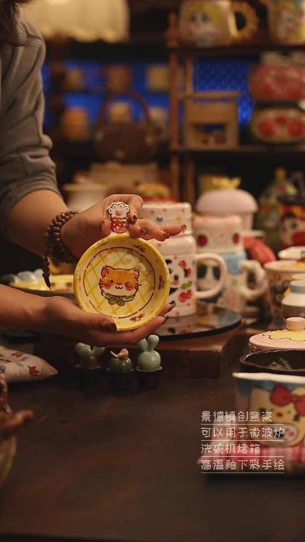 陶瓷景德镇可爱陶瓷釉下彩绘设计师款