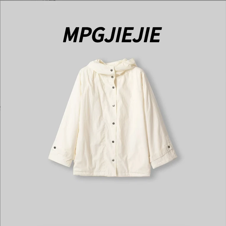 MPG JIEJIE【奶团子】保暖穿搭大码长袖白色时尚休闲百搭女潮流棉袄