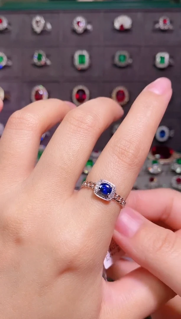 【闪购商品】蓝宝石18k金戒指铂Pt950镶嵌1