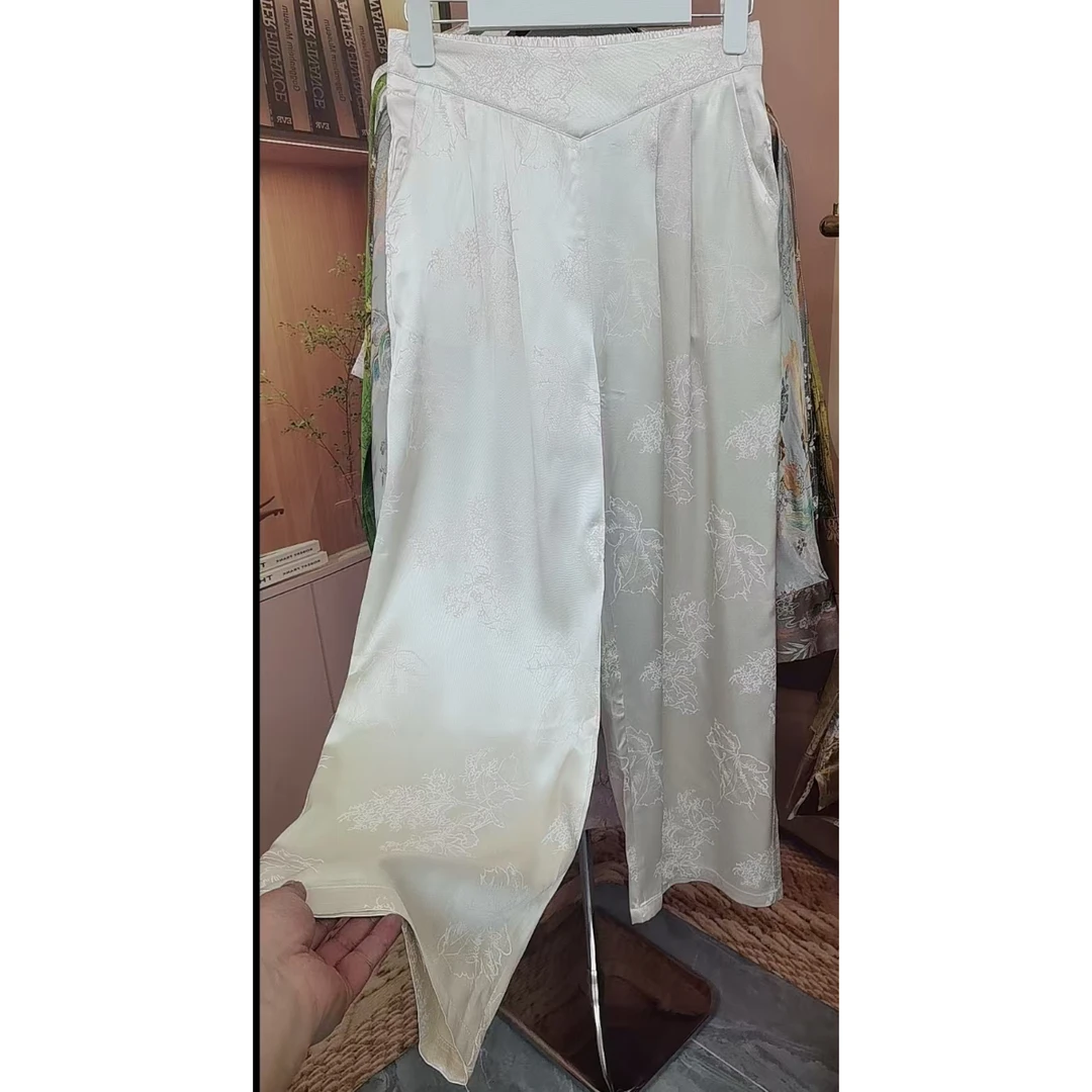 314  2025新中式国风气质休闲提花高腰垂感时尚显瘦直筒裤