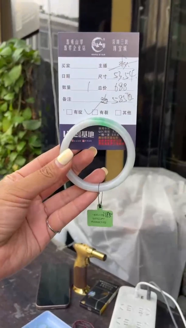 未镶嵌手镯翡翠C 53-54正圈 5850