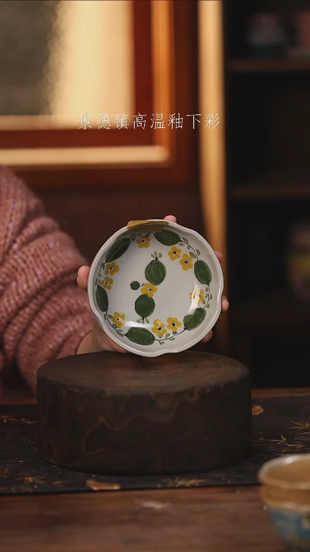 陶瓷景德镇高温釉下手绘陶瓷@L095@