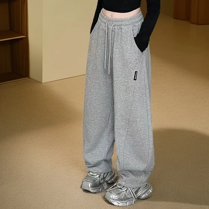 2024秋冬上新韩系超百搭加绒直筒弯刀休闲卫裤女童长裤宽松休闲裤