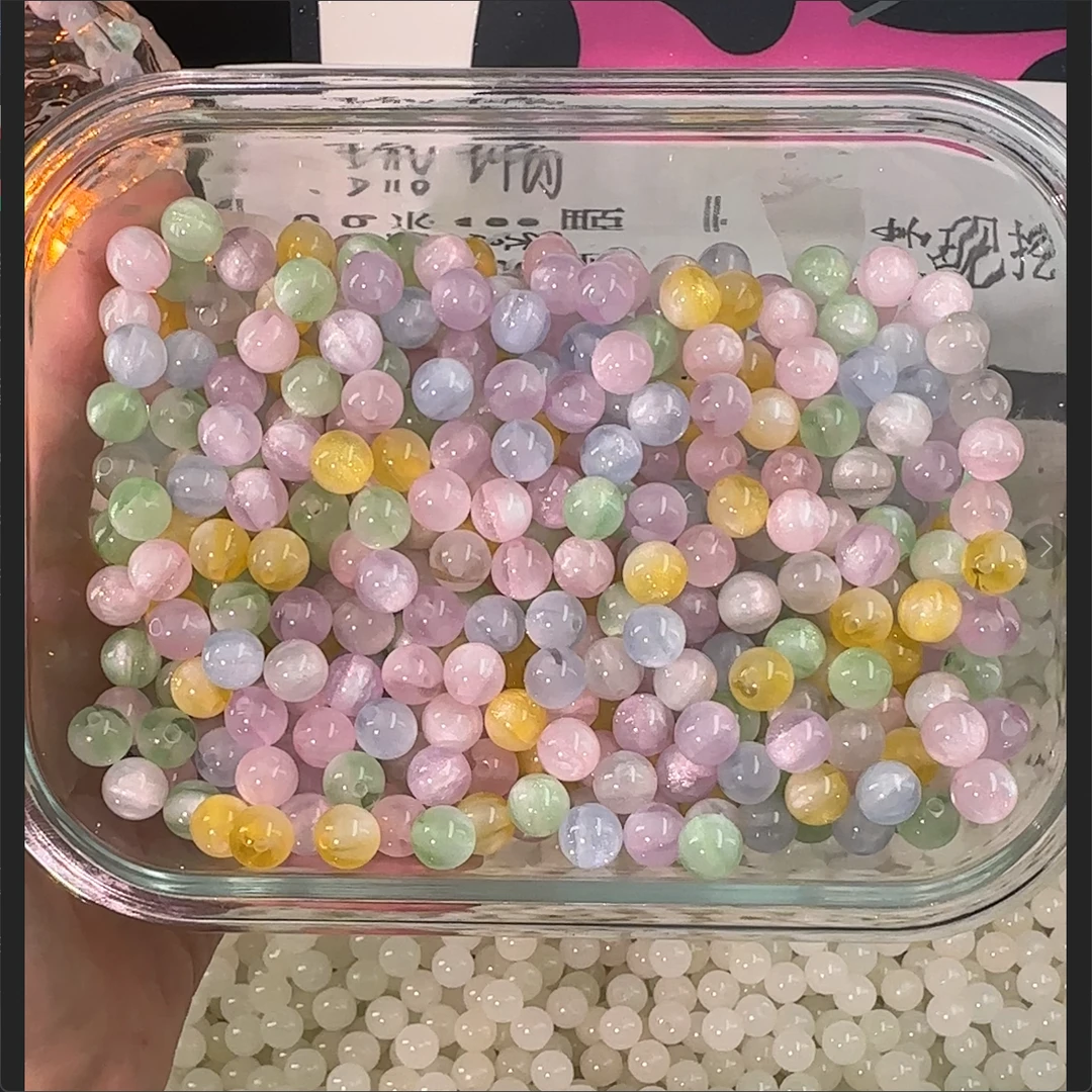 100颗变色树脂猫眼10mm手串珠子变色手串diy流光溢彩