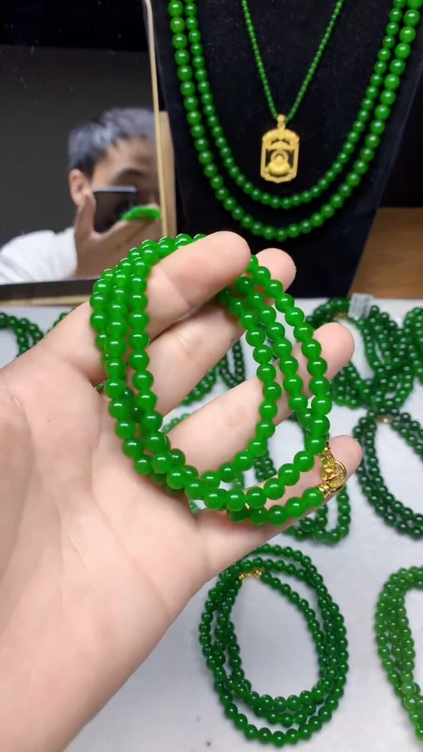 和田玉（碧玉）未镶嵌项链卡6无黑阳绿