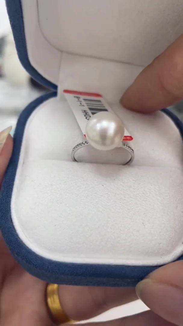 银S925镶嵌戒指海水珍珠澳白