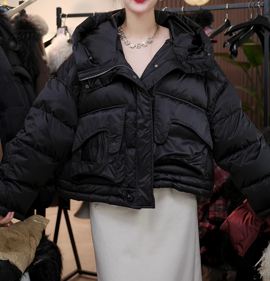 【茅茅专属】A25976大口袋连帽羽绒服