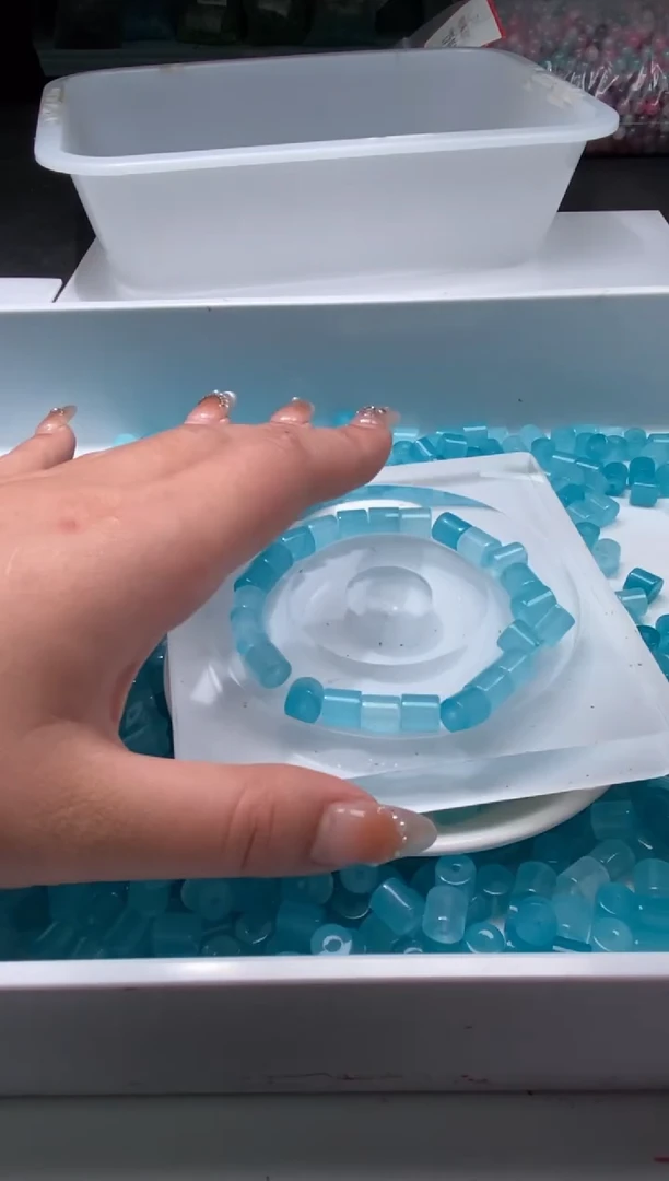 颈饰未镶嵌石英质玉w2980海蓝桶珠8*8mm*10颗