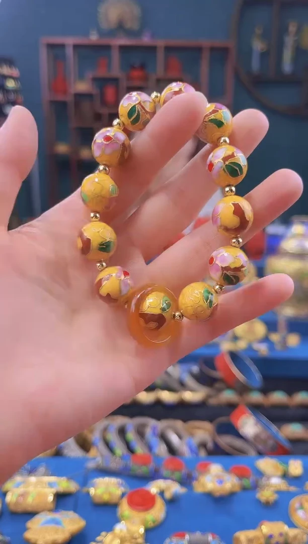 景泰蓝手串帝王黄1.4