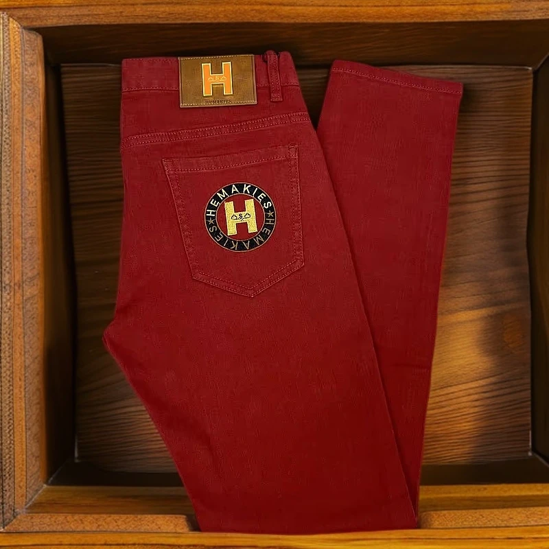 HEMAKIES男士新款高端潮流牛仔裤裤子品牌刺绣牛仔裤男款秋冬装