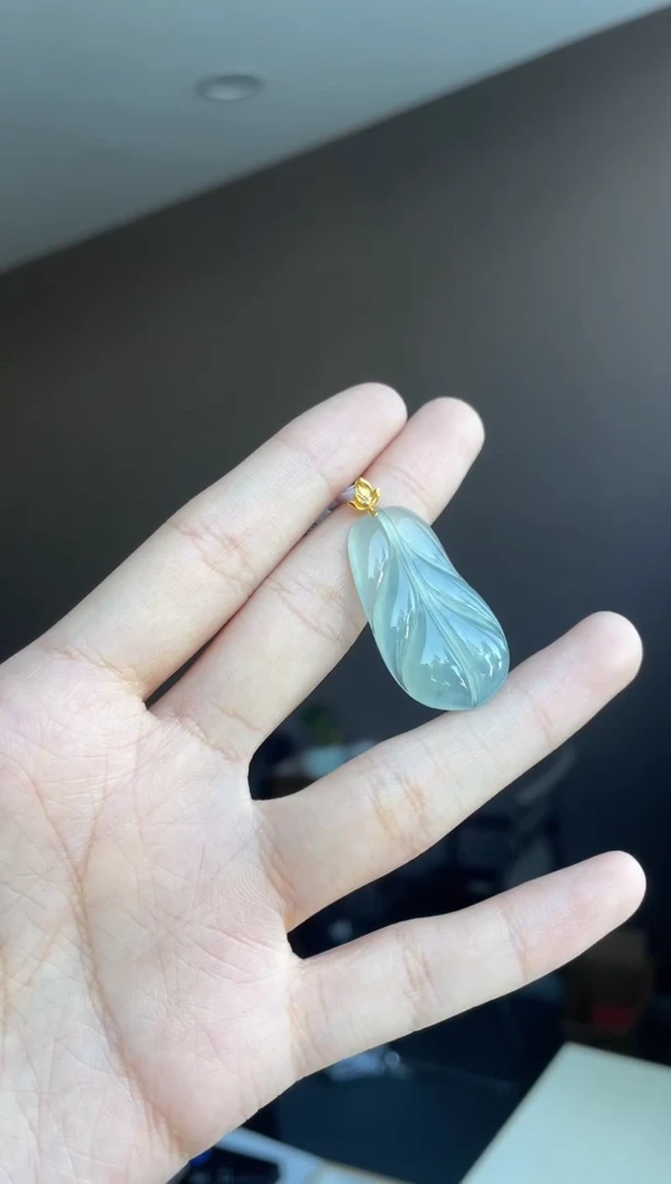 吊坠(不含链)18K金镶嵌翡翠天然缅甸A货翡翠