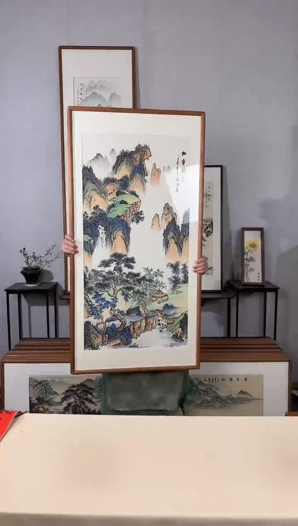 国画手绘*松亭听泉*62*122cm带框发货