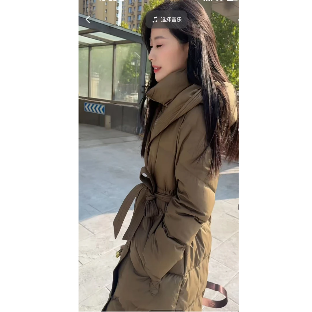长款收腰羽绒服 A 卡其色 5759