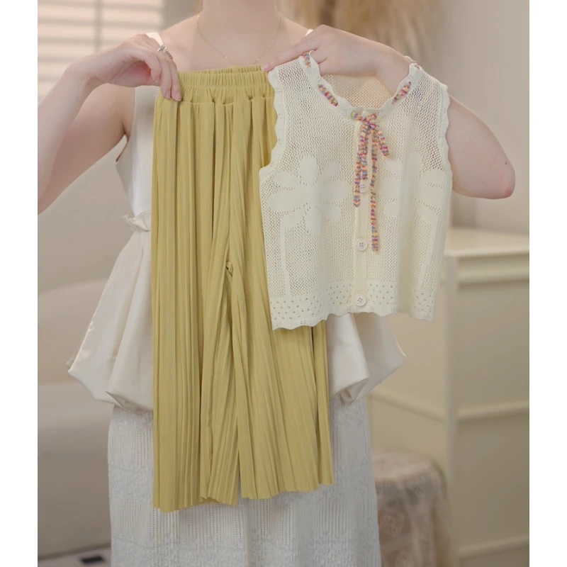 2025女童夏季新款韩版薄款冰凉开衫背心冰冰裤套装0613